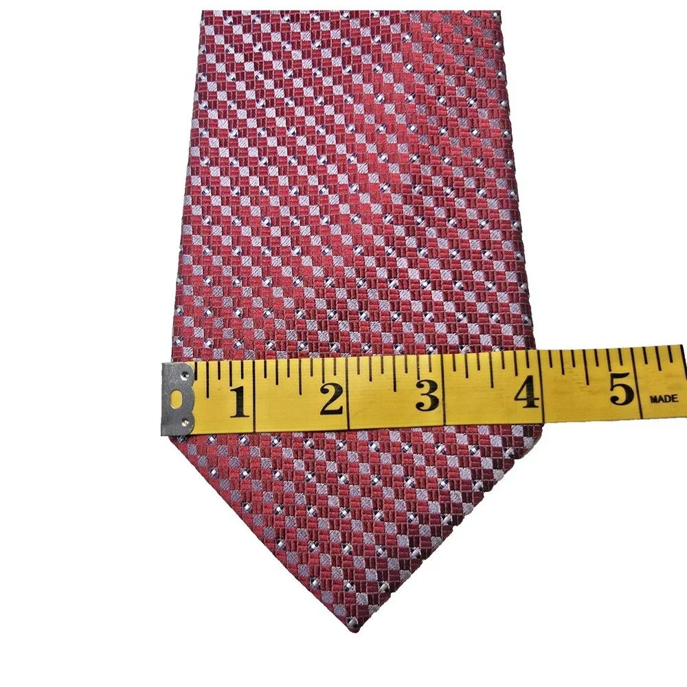 Tasso Elba 100% Silk Tie Crimson Red & Blue Made in China 59